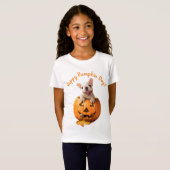 Hond in Jack-o-Lantern T-shirt (Voorkant volledig)