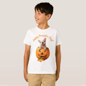 Hond in Jack-o-Lantern T-shirt (Voorkant volledig)
