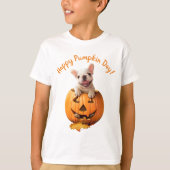Hond in Jack-o-Lantern T-shirt (Voorkant)