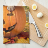 Hond in Jack-o-Lantern Theedoek (Quarter Fold)