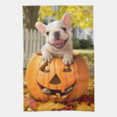 Hond in Jack-o-Lantern Theedoek (Verticaal)