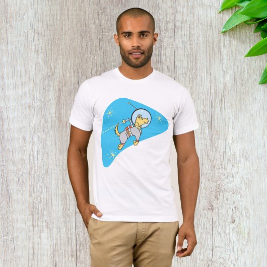 Hond in Mannen T-shirt voor de ruimte