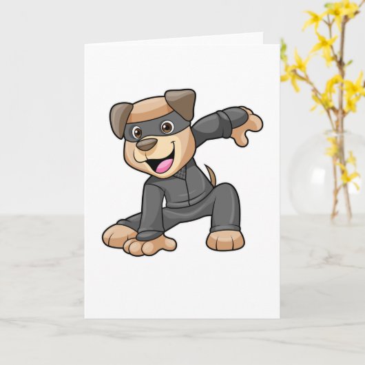 Hond in Ninjakostuum Kaart (Gele Bloem)