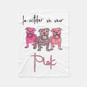 Hond In Oktober Draag We Roze Lint Borstkanker Fleece Deken