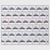 Hond in oude auto met kerstboom cadeaupapier (Vlak)