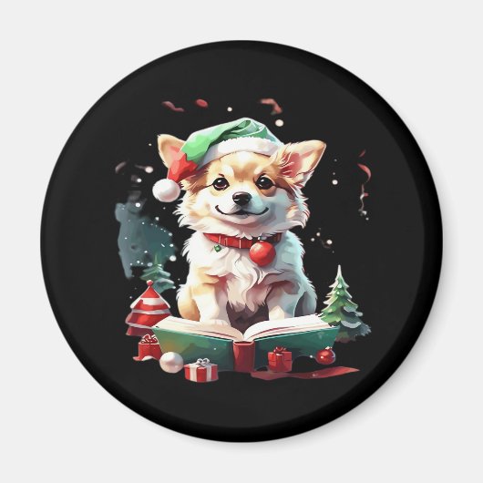 Hond in Pet met boeken - Een volmaakte Christus Magneet (Voorkant)