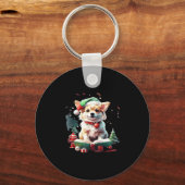 Hond in Pet met boeken - Een volmaakte Christus Sleutelhanger (Voorkant)