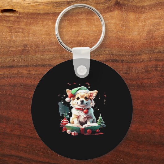 Hond in Pet met boeken - Een volmaakte Christus Sleutelhanger (Voorkant)