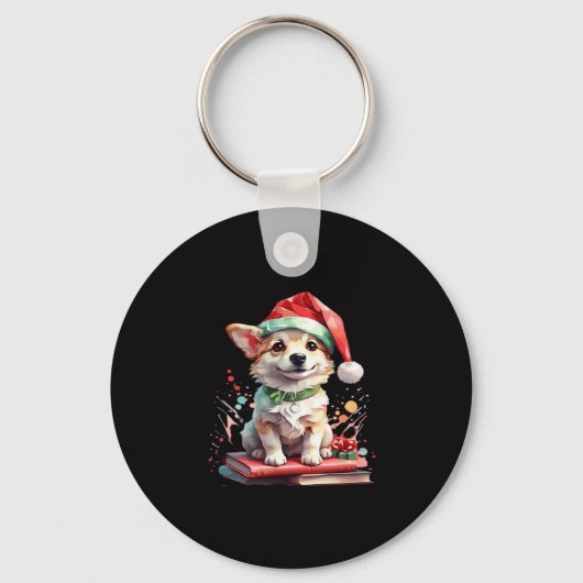 Hond in Pet met boeken - Een volmaakte Christus Sleutelhanger (Voorkant)