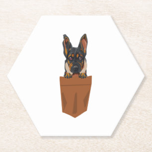 Hond in Pocket Funny Puppy voor Hondenliefhebbers  Kartonnen Onderzetters