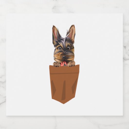 Hond in Pocket Funny Puppy voor Hondenliefhebbers  Sparkling Wijnetiket (Enkel label)