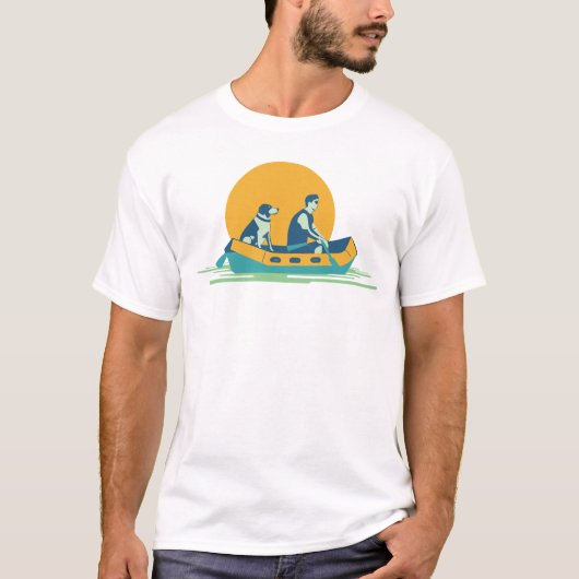 Hond in Raftingboot T-shirt (Voorkant)