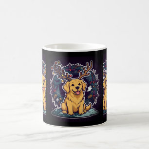 Hond in Rendier Geweien Mok