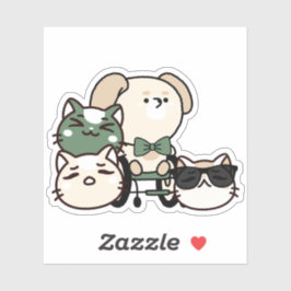 Hond in rolstoel met vrolijke katvrienden sticker