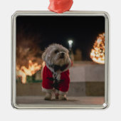 Hond in Santa Costume Metalen Ornament (Voorkant)