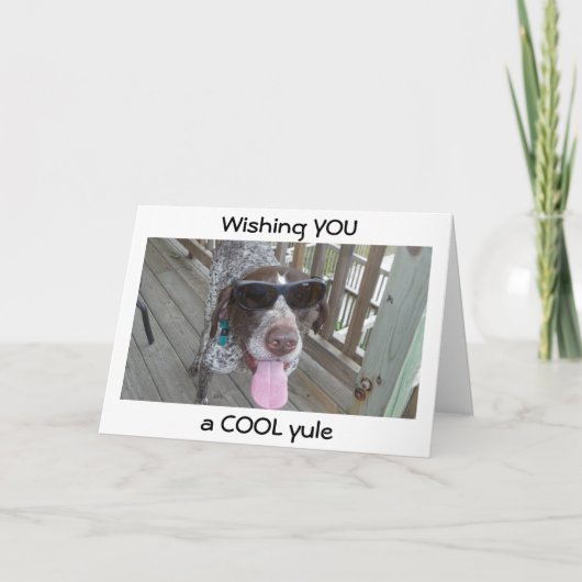 HOND IN SHADES WIST OOK "COOL" YULE/BIRTHDAY, FEESTDAGEN KAART (Voorkant)