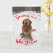 Hond in sneeuw Dreaming van witte kerst Kaart (Gele Bloem)