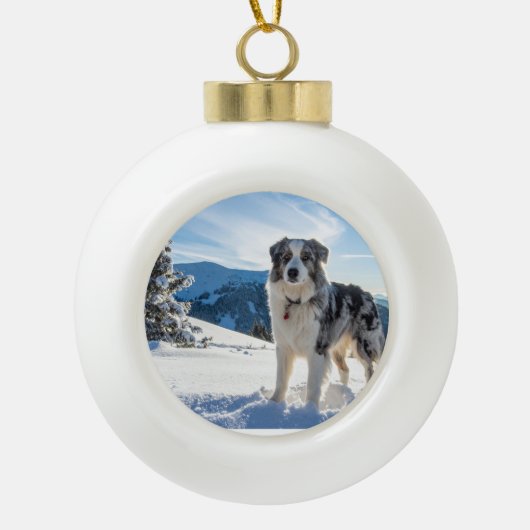 Hond in Sneeuw Ornament (Voorkant)