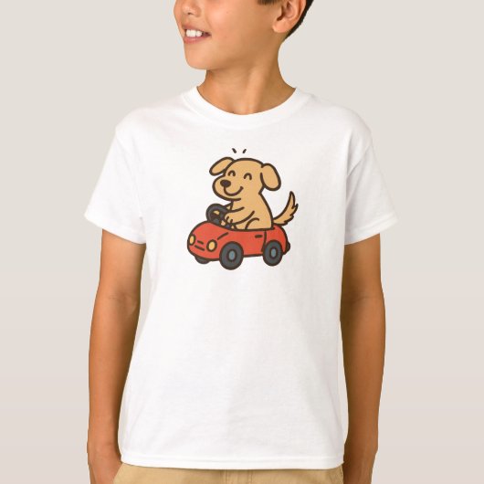 Hond in Speelgoedauto T-shirt (Voorkant)