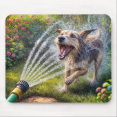 Hond in tuinslang waterspray muismat (Voorkant)