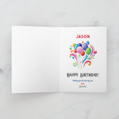 Hond in verjaardagsfeesthoed naam personaliseren kaart (Binnen)