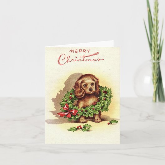 hond in Wreate kerstKaart Kaart (Voorkant)