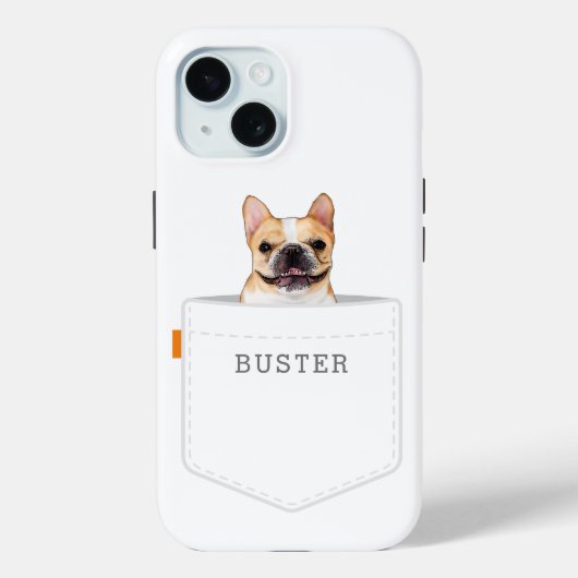 Hond in zak | Aangepaste huisdier foto en naam wit Case-Mate iPhone Case (Achterkant)