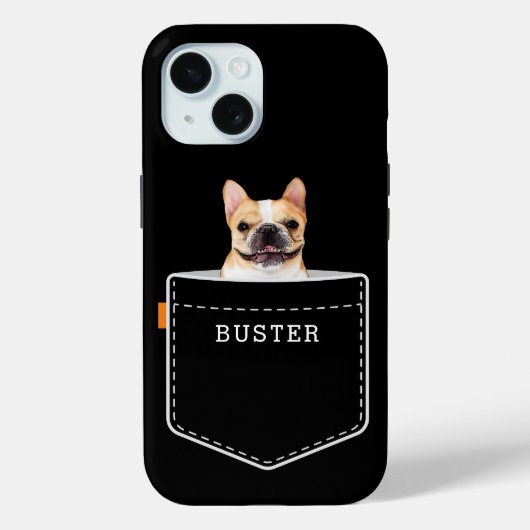 Hond in zak | Aangepaste huisdier foto en naam zwa Case-Mate iPhone Case (Achterkant)