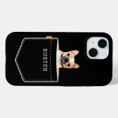 Hond in zak | Aangepaste huisdier foto en naam zwa Case-Mate iPhone Case (Achterkant (horizontaal))