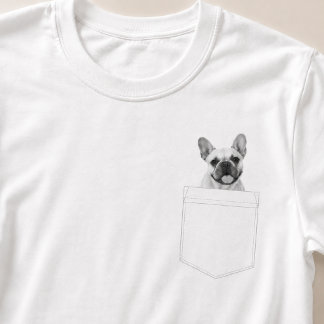 Hond in zak | Aangepaste huisdierfoto zwart-wit T-shirt