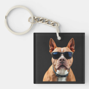 Hond in zonnebril Acryl Sleutelhanger