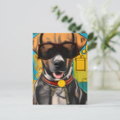 Hond in zonnebril briefkaart (Staand voorkant)