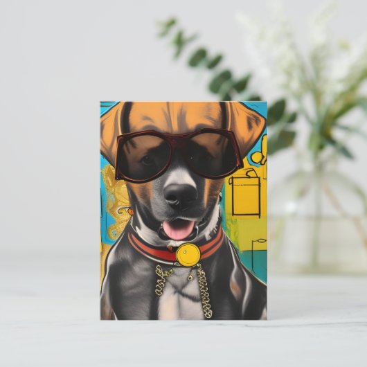 Hond in zonnebril briefkaart (Staand voorkant)
