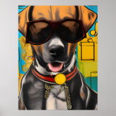 Hond in zonnebril poster (Voorkant)