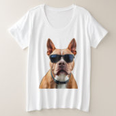 Hond in zonnebril Vrouwen Plus-Size Basic T-shirt (Design voorkant)