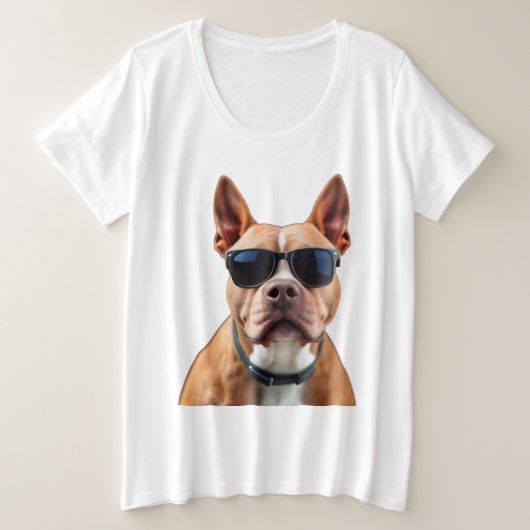 Hond in zonnebril Vrouwen Plus-Size Basic T-shirt (Design voorkant)