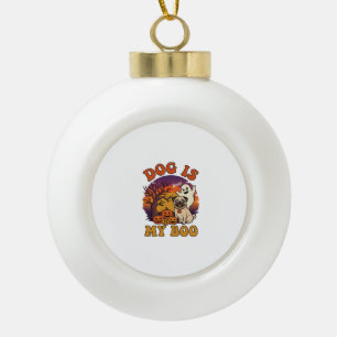 Hond Is Boe Halloween Pug Geest Pompoenen_1 Keramische Bal Ornament