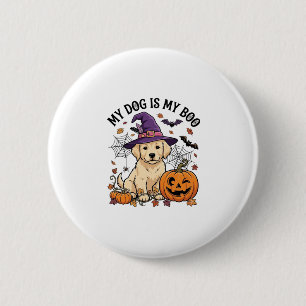 Hond Is Boo Halloween Heks Puppy Pompoen_1 Ronde Button 5,7 Cm