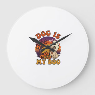 Hond Is Boo Halloween Pug Geest Pompoenen_1 Grote Klok