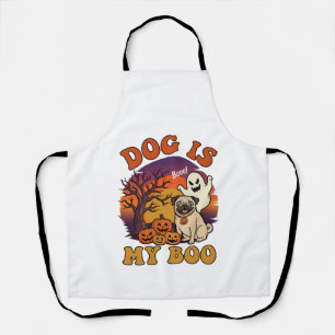Hond Is Boo Halloween Pug Geest Pompoenen_1 Schort