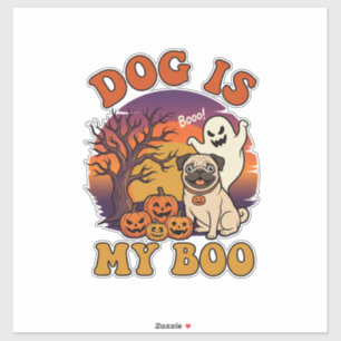 Hond Is Boo Halloween Pug Geest Pompoenen_1 Sticker