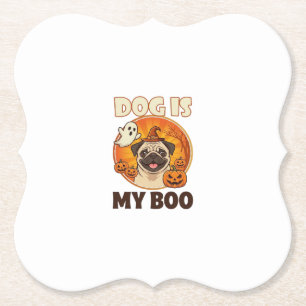 Hond Is Boo Pug Halloween Geest Pompoen Kartonnen Onderzetters
