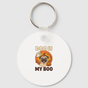 Hond Is Boo Pug Halloween Geest Pompoen Sleutelhanger