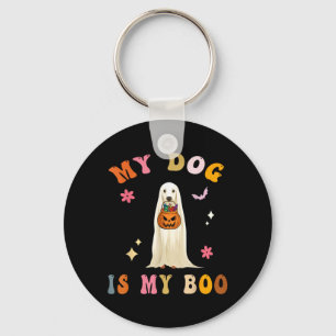 Hond Is Boo_ Schattig Groovy Griezelig Halloween H Sleutelhanger