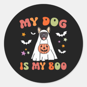 Hond Is Boo Zwarte Franse Bulldog Halloween Kostuu Ronde Sticker
