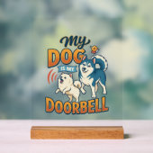 Hond Is Deurbel Blaffen Wit Blauw_1 Acryl Bord (Neutraal)