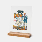 Hond Is Deurbel Blaffen Wit Blauw_1 Acryl Bord (Hoek)