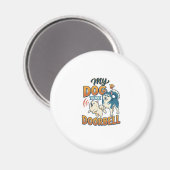 Hond Is Deurbel Blaffen Wit Blauw_1 Magneet (Voorkant / Achterkant)