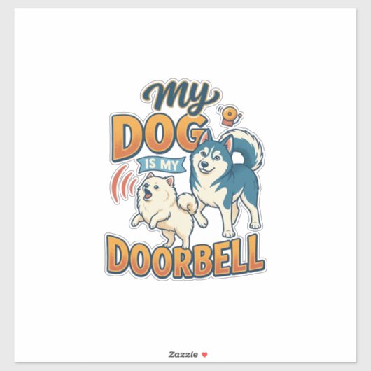 Hond Is Deurbel Blaffen Wit Blauw_1 Sticker (Vel)