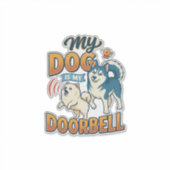Hond Is Deurbel Blaffen Wit Blauw_1 Sticker (Voorkant)